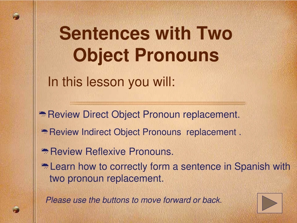 sentences with two object pronouns