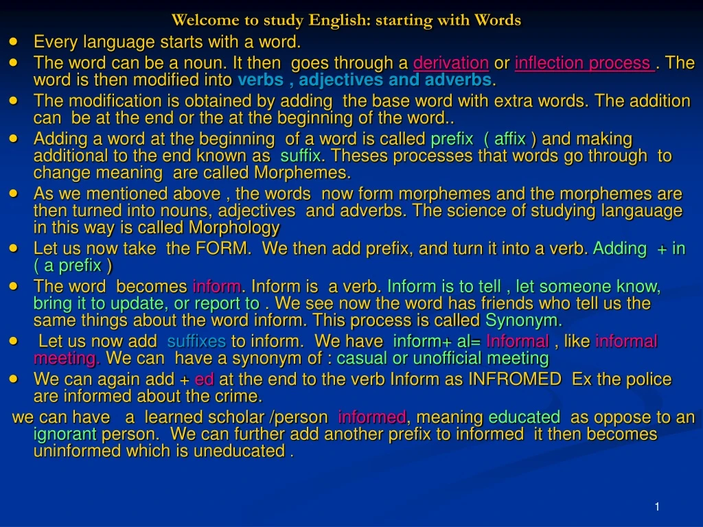 welcome to study english starting with words