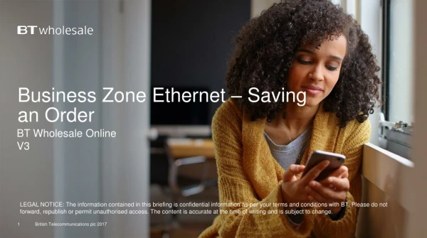 Business Zone Ethernet – Saving an Order