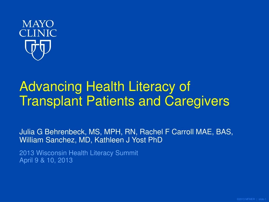 advancing health literacy of transplant patients and caregivers