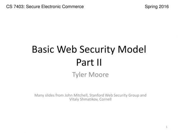 Basic Web Security Model Part II