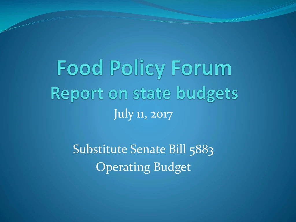 food policy forum report on state budgets