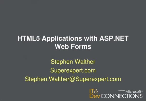 HTML5 Applications with ASP.NET Web Forms