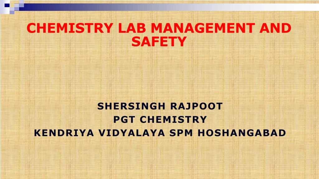 chemistry lab management and safety