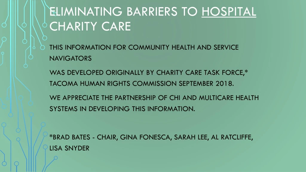 eliminating barriers to hospital charity care