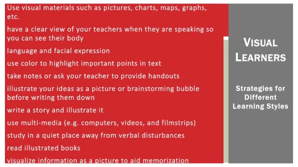 Visual Learners Strategies for Different Learning Styles