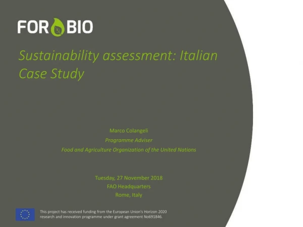 Sustainability assessment: Italian Case Study