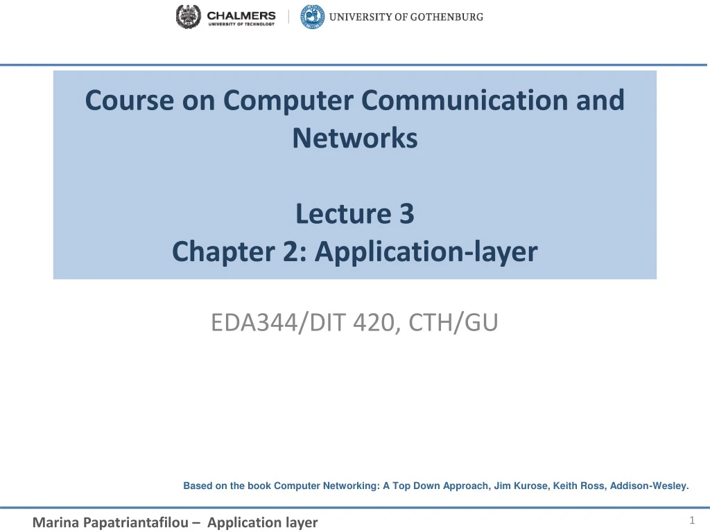 course on computer communication and networks lecture 3 chapter 2 a pplication layer