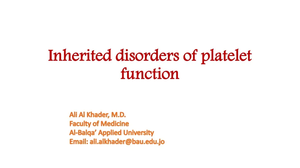 inherited disorders of platelet function
