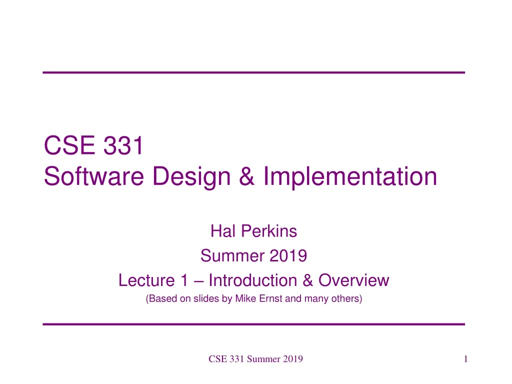 cse 331 software design implementation