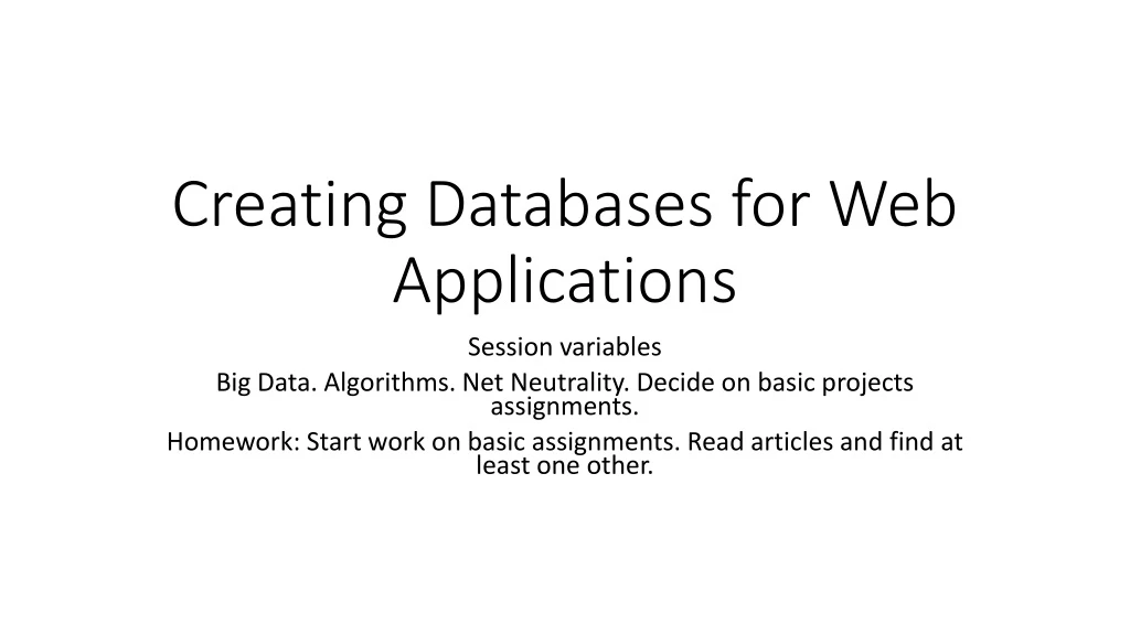 creating databases for web applications