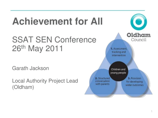 Achievement for All SSAT SEN Conference 26 th May 2011