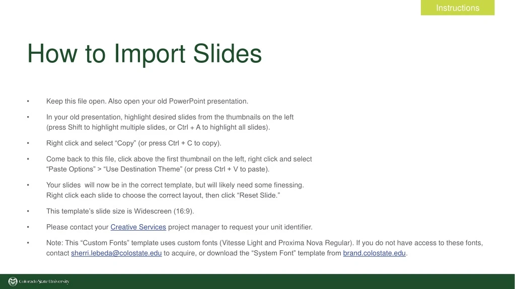 how to import slides