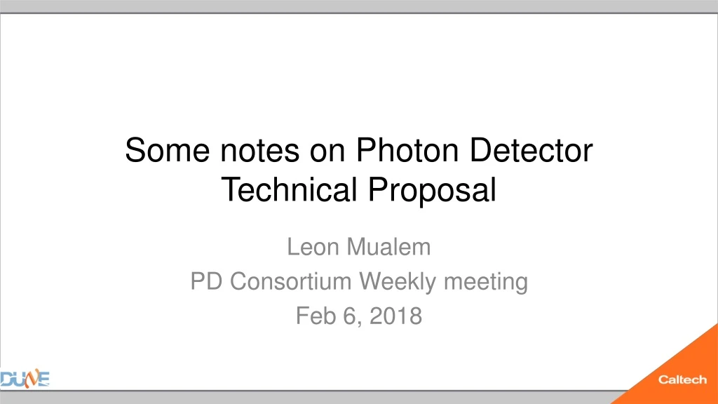 some notes on photon detector technical proposal