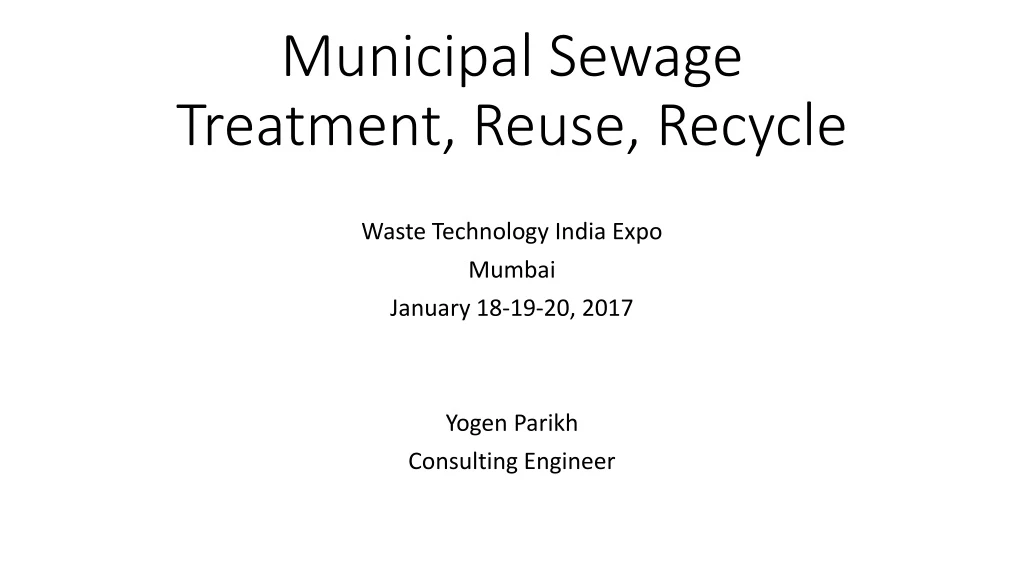 municipal sewage treatment reuse recycle