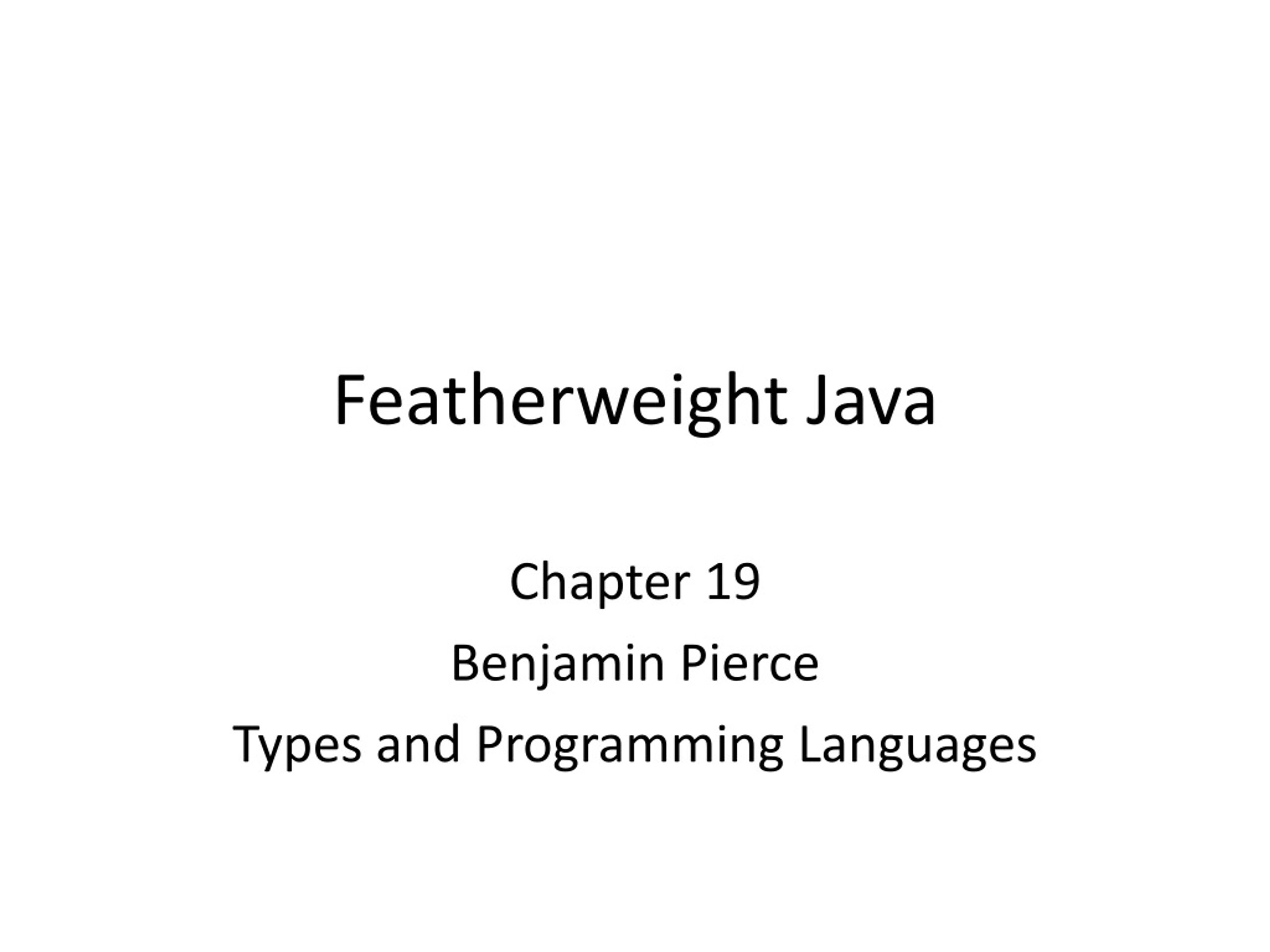 Featherweight Java - slide 1