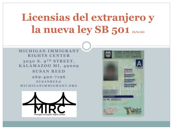 Licensias del extranjero y la nueva ley SB 501 (6/6/16)