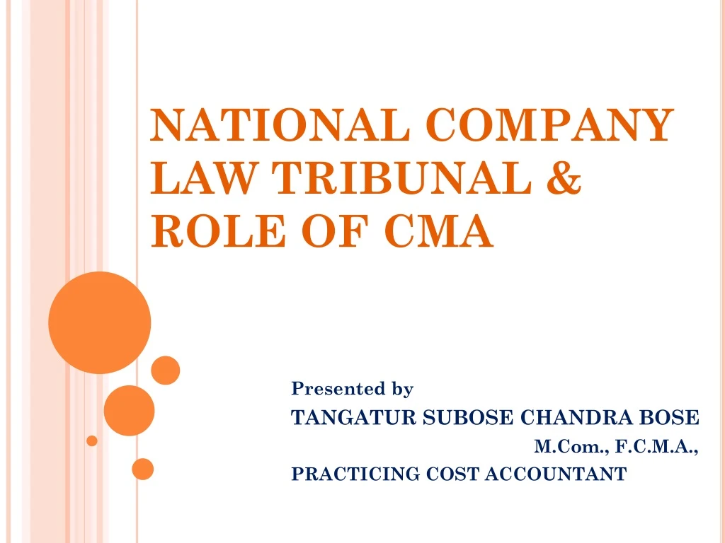 national company law tribunal role of cma