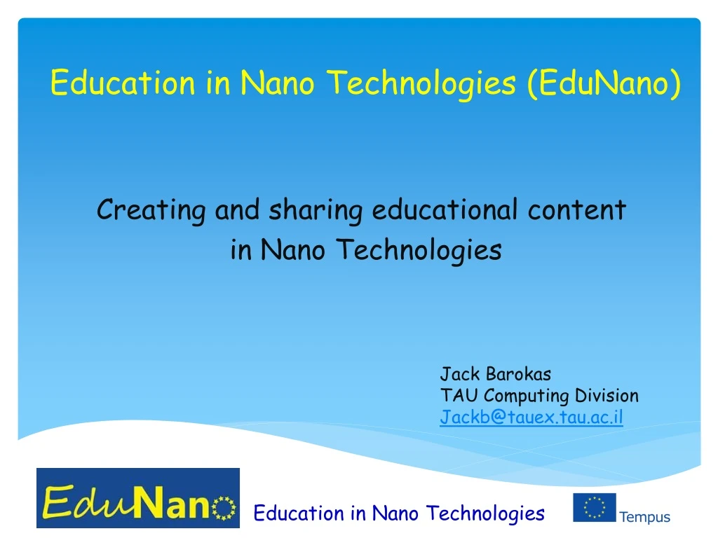 education in nano technologies edunano