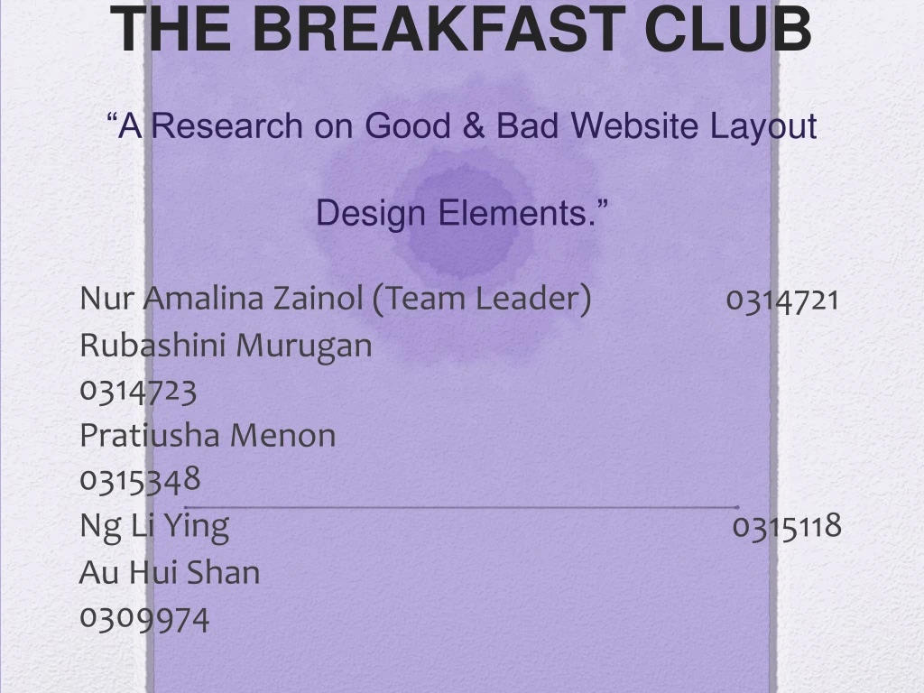 the breakfast club a research on good bad w ebsite l ayout d esign e lements