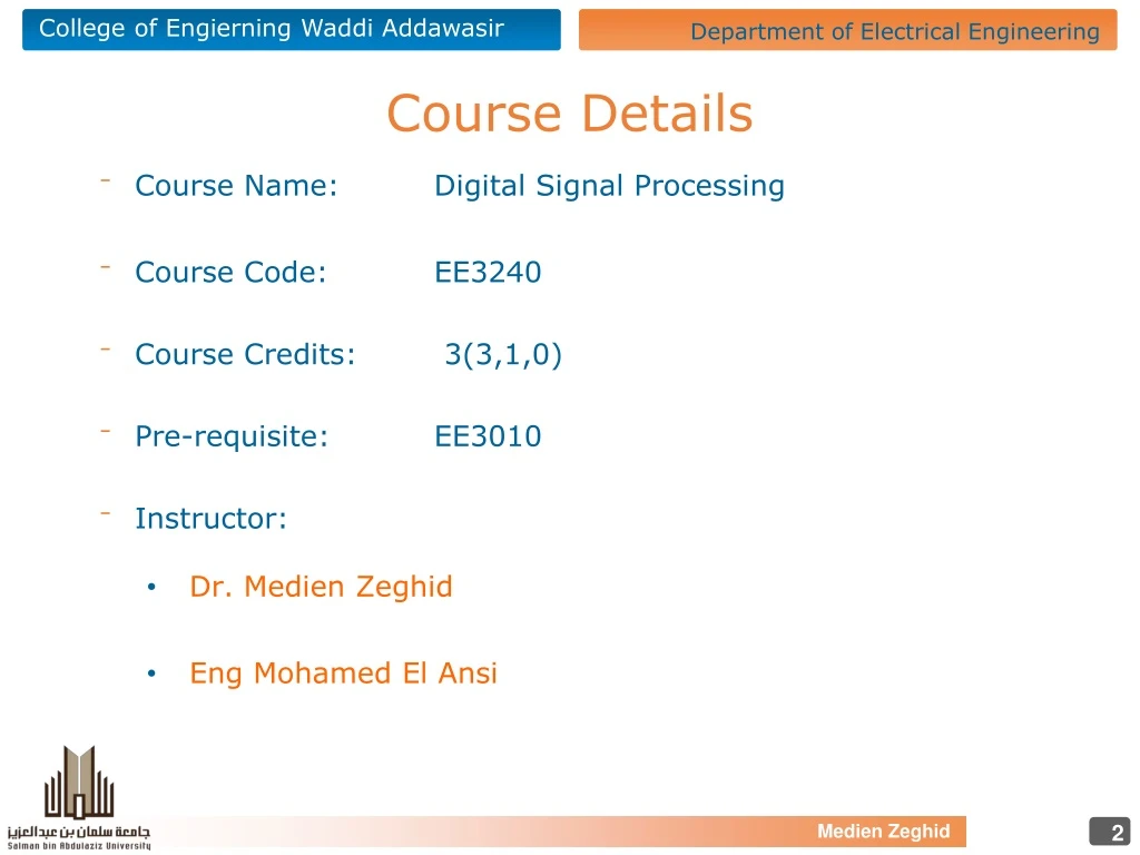 course details