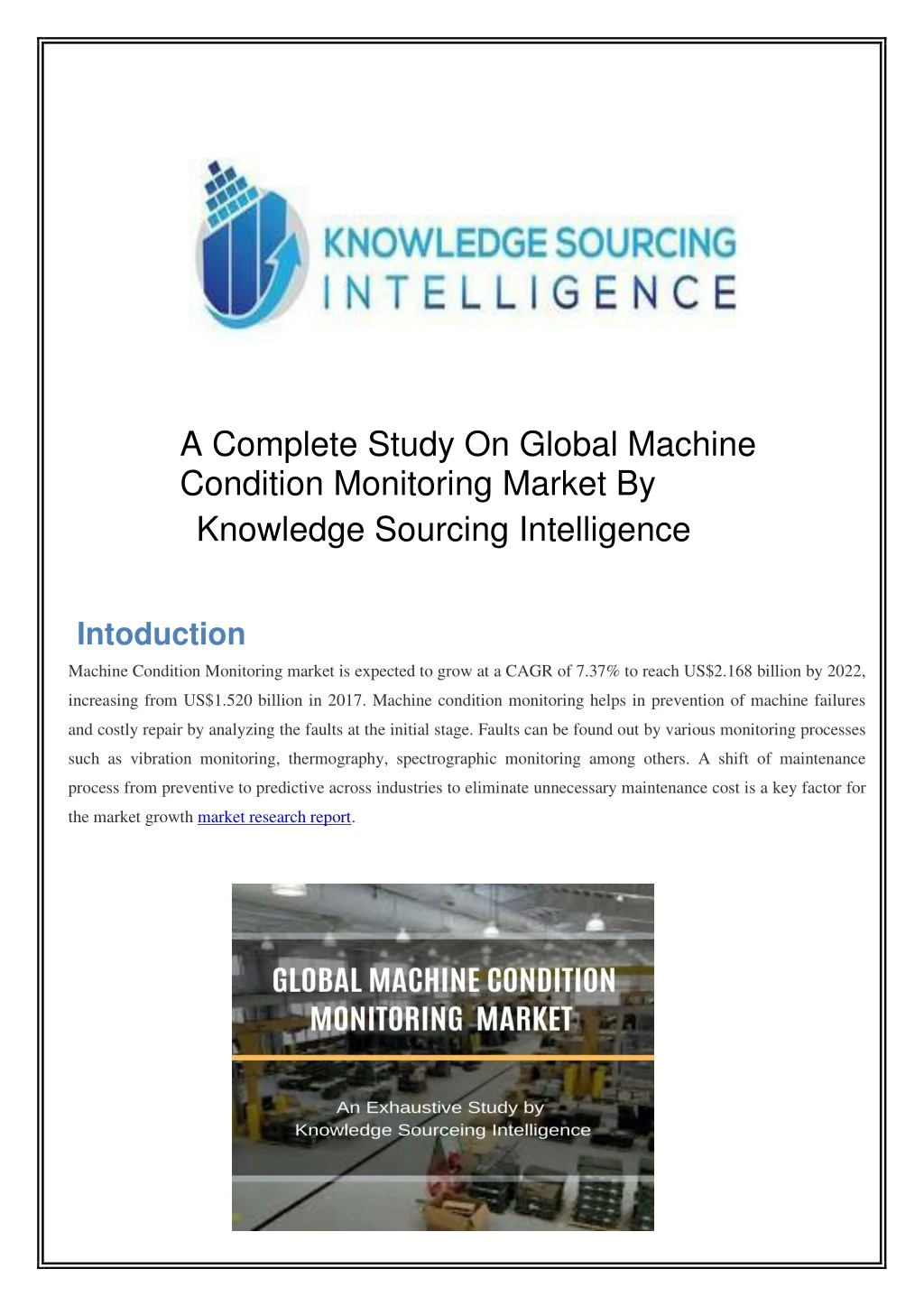 a complete study on global machine condition