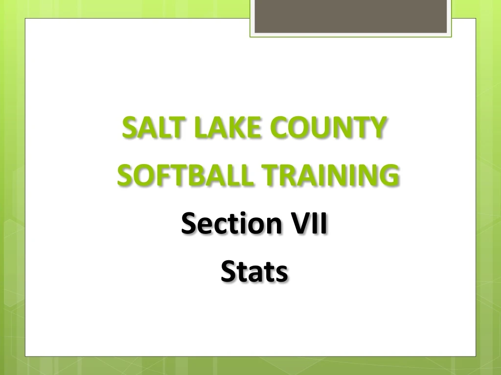 salt lake county softball training section