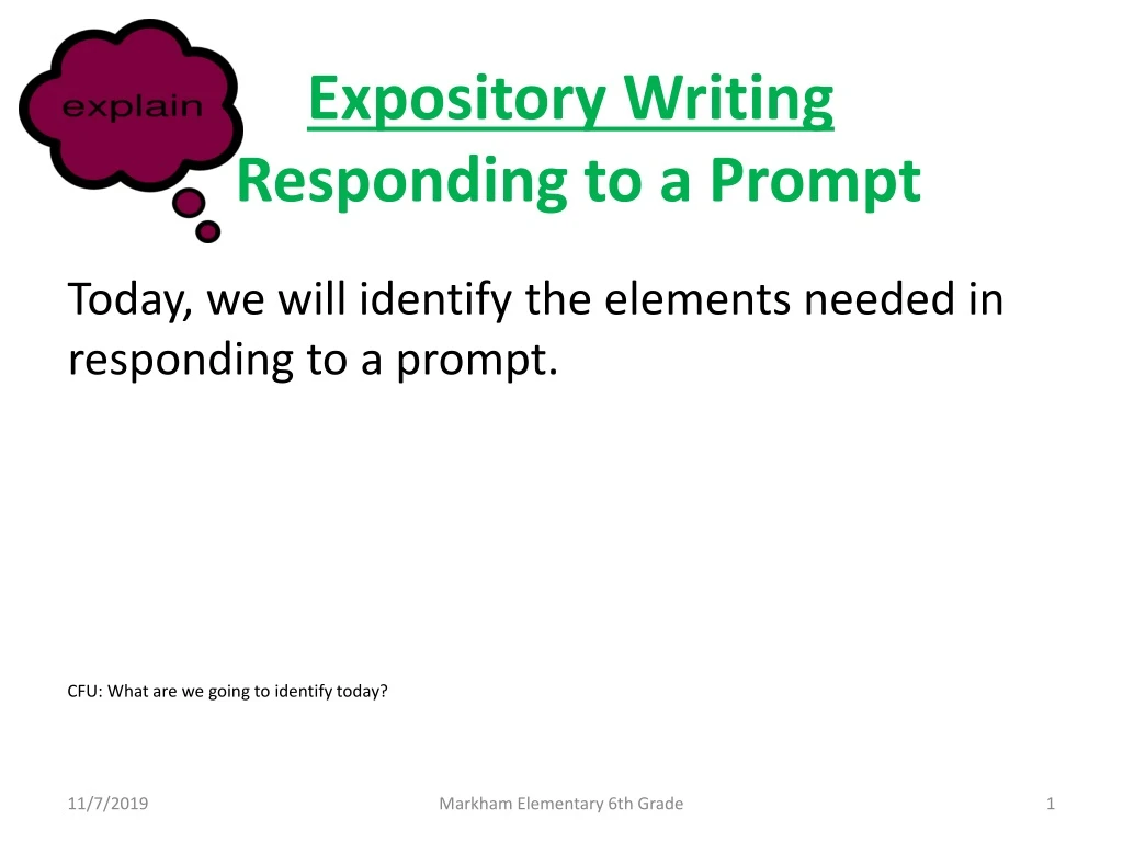 expository writing responding to a prompt