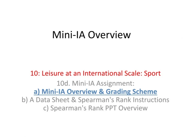 Mini-IA Overview