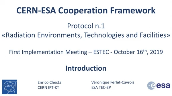 CERN-ESA Cooperation Framework Protocol n.1