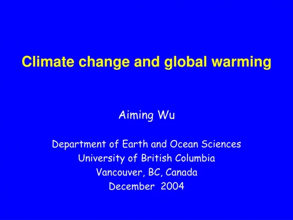 Climate change and global warming