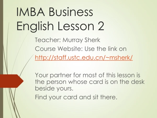 IMBA Business English Lesson 2
