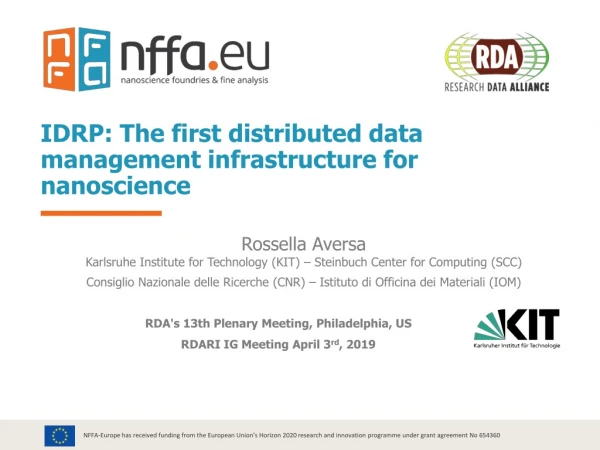 IDRP: The first distributed data management infrastructure for nanoscience