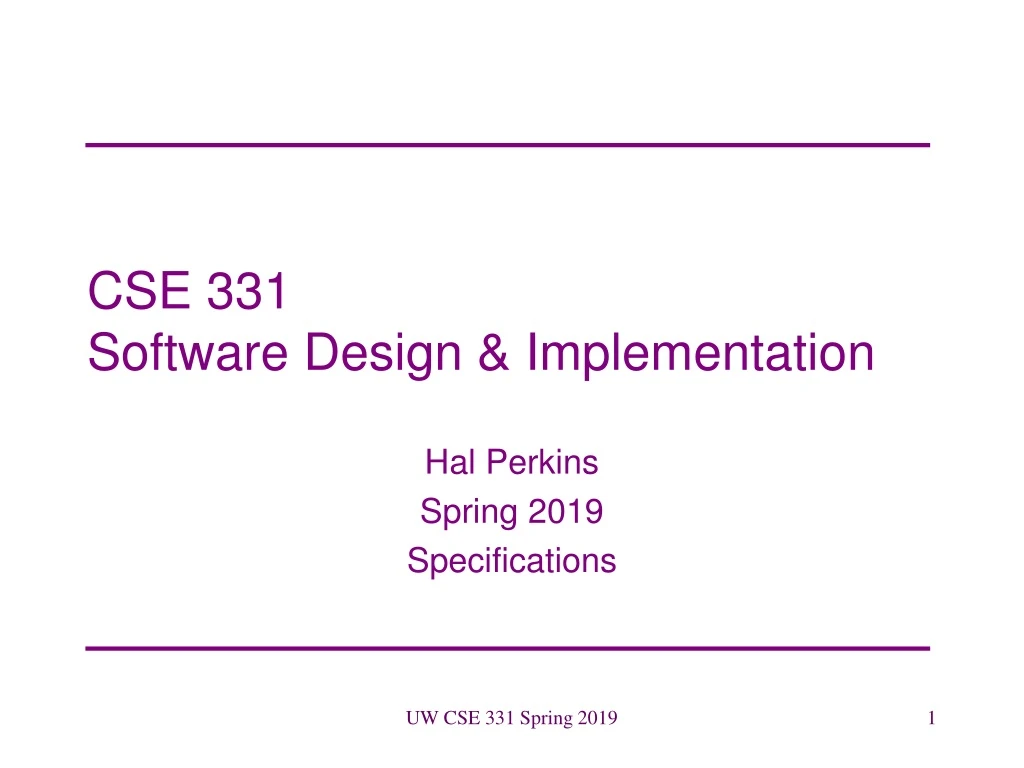 cse 331 software design implementation