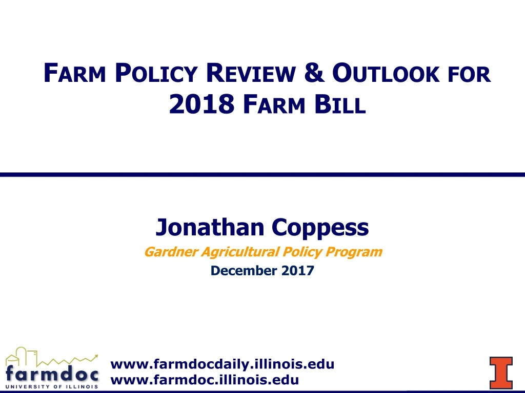 farm policy review outlook for 2018 farm bill