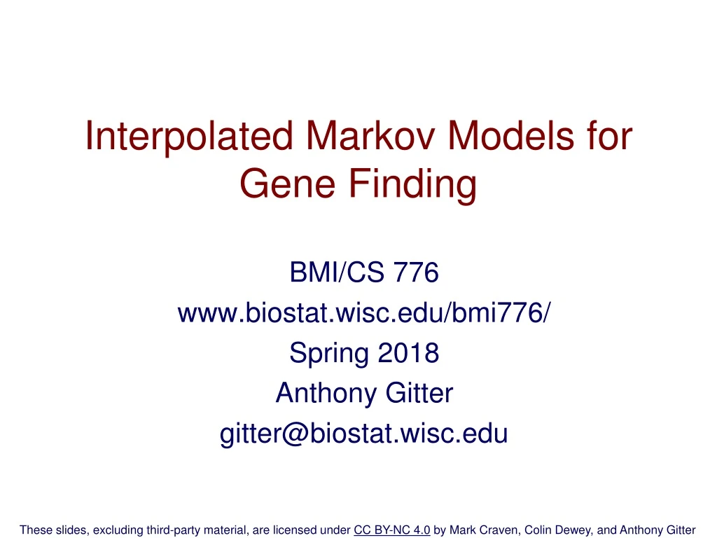 interpolated markov models for gene finding