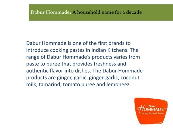 Dabur Hommade : A household name for a decade
