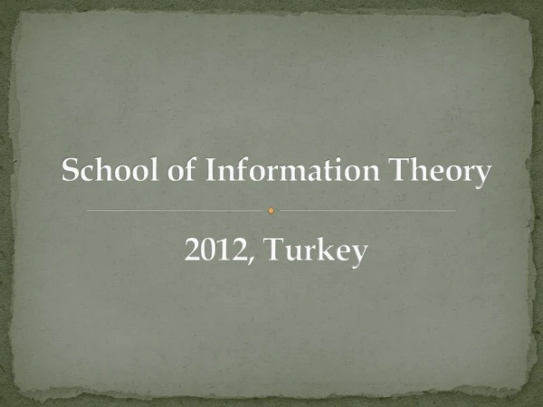 School of Information Theory 2012, Turkey