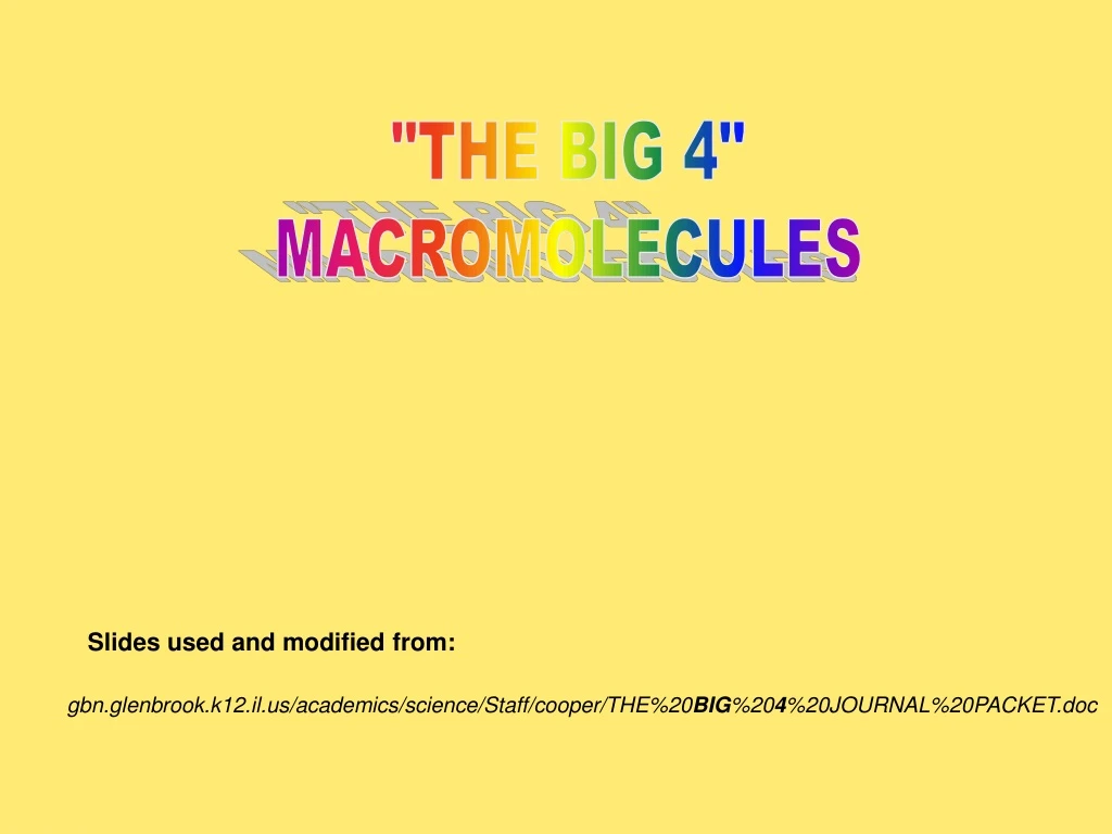 the big 4 macromolecules