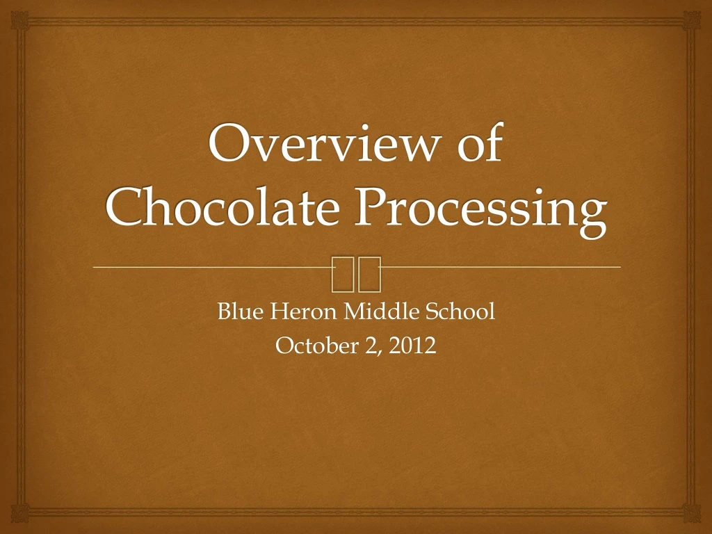 overview of chocolate processing