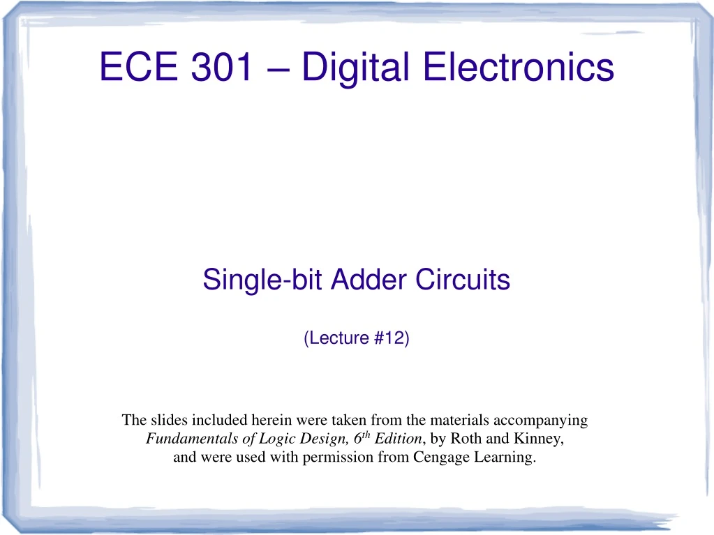 single bit adder circuits lecture 12