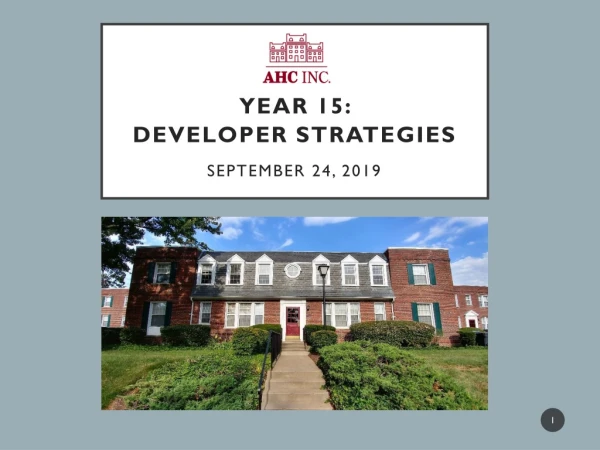 Year 15: developer strategies SEPTEMBER 24, 2019