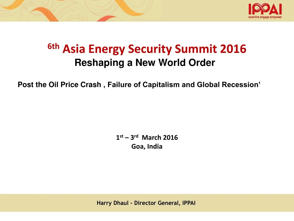 6th asia energy security summit 2016 reshaping