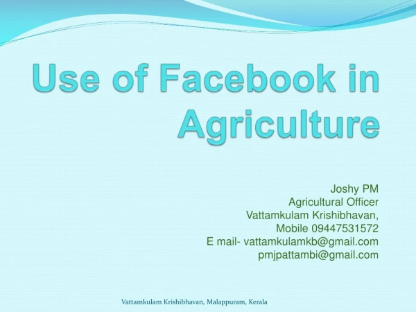 Use of Facebook in Agriculture