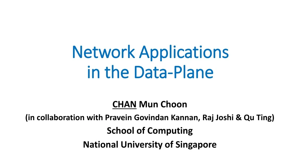 network applications in the data plane