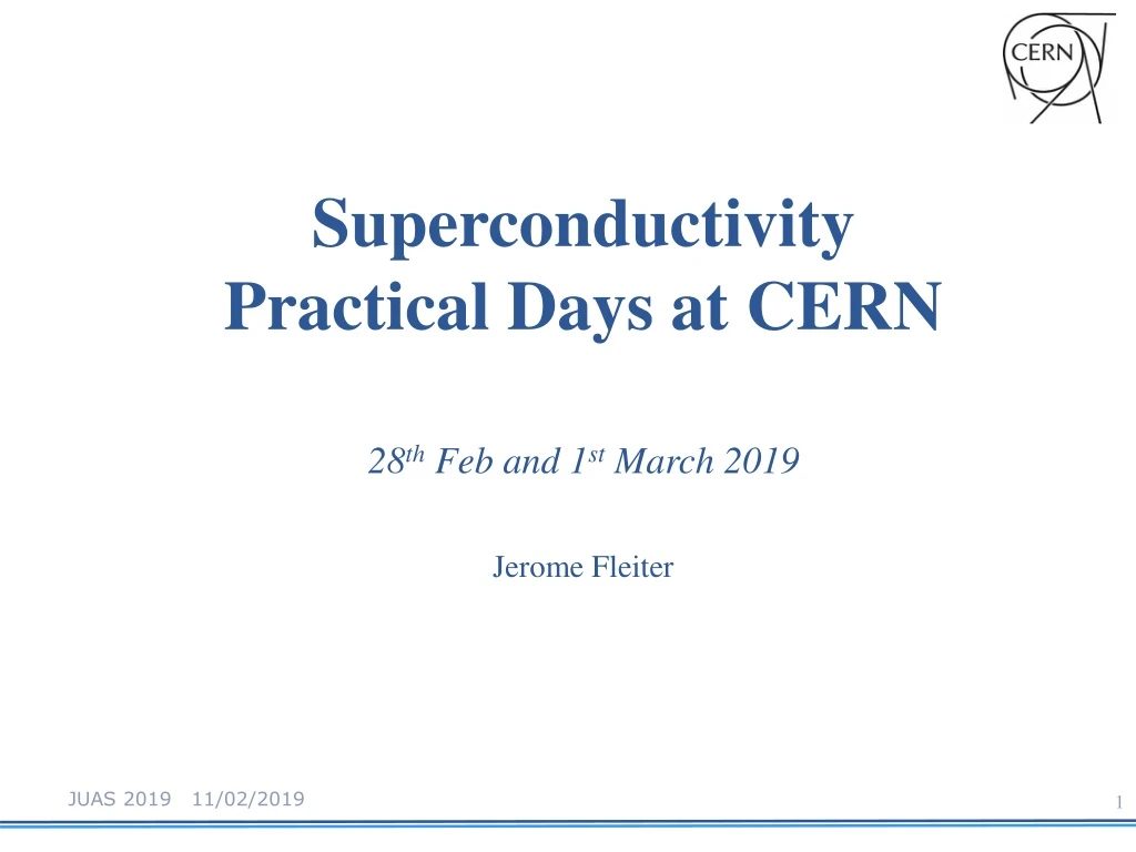 superconductivity practical days at cern
