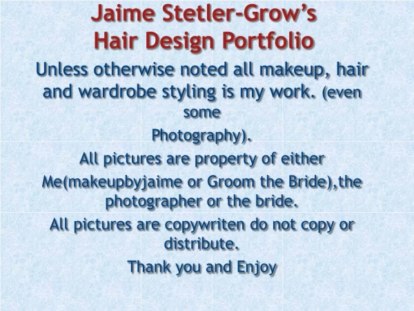 Jaime Stetler-Grow’s Hair Design Portfolio