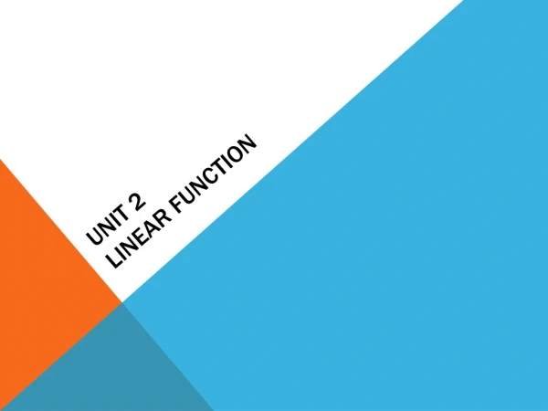 Unit 2 Linear Function