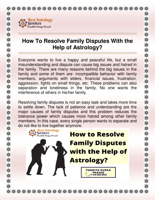 How To Resolve Family Disputes With the Help of Astrology?