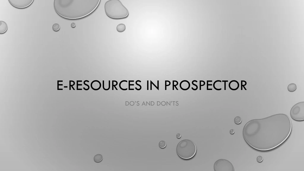 e resources in prospector